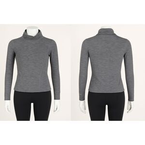 Terramar Active Thermal Top Sz Small (P) Gray Space Dye Long Sleeve Cowl Neck